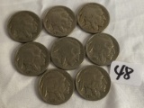 Lot of 8 Pieces Collector Vinatge 1934-1937 Indian Head Buffalo Nickel 5c US Coins