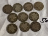 Lot of 10 Pieces Collector Vintage Assorted Dates U.S. Ten Cent 10C Silver Coins