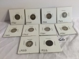 Lot of 10 Pieces Collector Vintage 1920's  U.S Ten Cents Roosevelt 10C Silver Coins