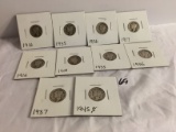 Lot of 10 Pieces Collector Vintage 1900's  U.S Ten Cents Roosevelt 10C Silver Coins