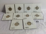 Lot of 10 Pieces Collector Vintage 1960's  U.S Ten Cents Roosevelt 10C Silver Coins