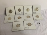 Lot of 10 Pieces Collector Vintage 1960's-1950's  Roosevelt Silver Dime US 10c Dime Coins