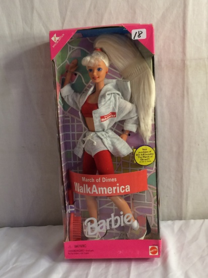 Collector NIP Mattel Barbie Doll March Of Dimes Walk America Barbie 13"Tall By 5.5"W Box Size
