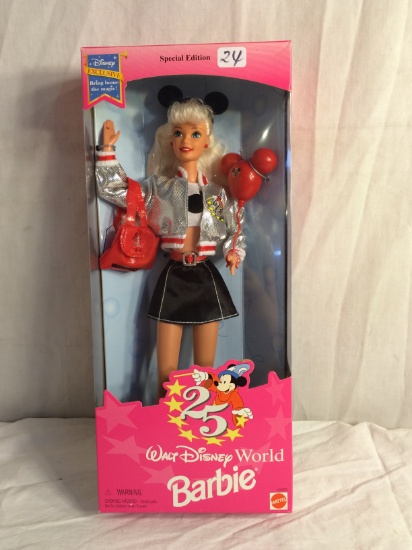 Collector Mattel Barbie Doll 25th Walt Disney World Barbie Doll 12.3/4" Tall By 5.5" Width Box Size