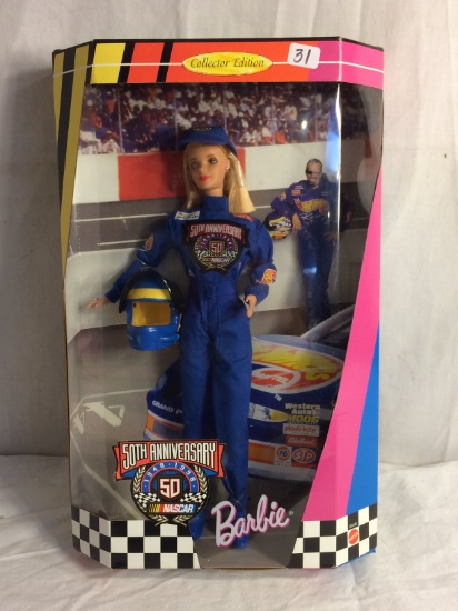 Collector Mattel Barbie Doll As Nascar 50th Anniversary Barbie Doll  13.5" Tall By 8.5"Width Box