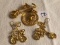 Lot of 2 Pieces Collector Ladies Fashion Jewelry Gold Plates Earing Pin/Brouche Bycycles Design