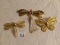 Lot of 3 Collector Ladies Fashion Jewelry Brouche Gold Plated Dragon Fly & Butterfly Design