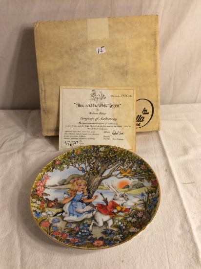 Collector Vintage Porcelain Plate "Alice and the White Rabbit" No.7976-A Size: 8.1/2" Round COA
