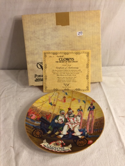 Collector Vintage Porcelain Plate " Clowns The Heart Of The Circus" No.4648A Size:8.5" Round