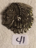 Collector Vintage Silver Plated Indian Chief Design Pin