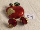 Lot of 2 Collector Ladies Jewelry Gold Plated Apple Design