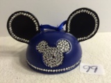 Collector Authentic Original Disney Parks Ornament Blue With Diamonds Disney Ear 3.5