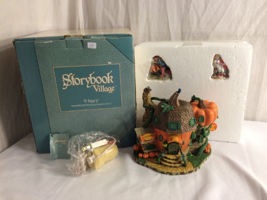 Collector Storybook Village Fairy Tales "P.Peter's" Handpainted Lighted Building & Accessories Set o