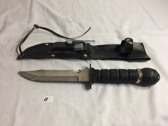 Survival Knife 420 Stainless Steel w/Scabbard  Made In Taiwan W/ Compass 11.5" overall Sz w/sharpene