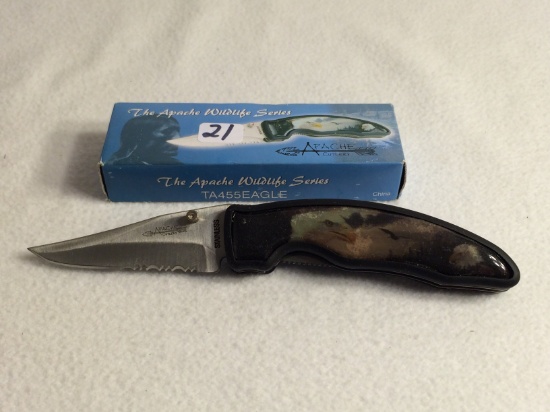 Collector New Apache  Cutlery Wildlife Series TA455 Eagle Stainless Steek Folded Pocket Knive 4.5" F