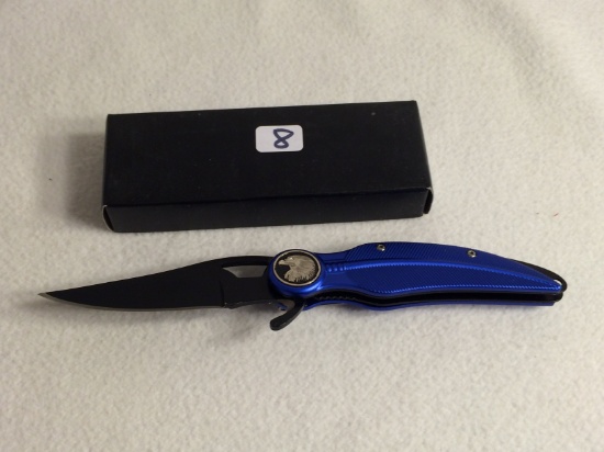 Collector New Grab 256 Surgical Stainless Steel Folded Blue Pocket Knive 1 Blade 4.7/8" Folded