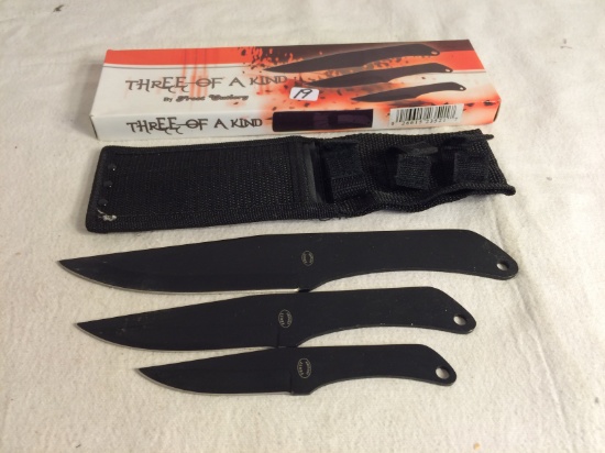 Collector Frost Cutlery Three Of Kind  TK125-3BK  3 Piece Throwing Knife Set 6" Overall Length