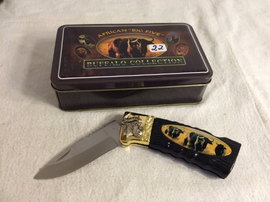 Collector African Big Five " Buffalo Collection 4.5" Long Pocket Folded Stainless Knife