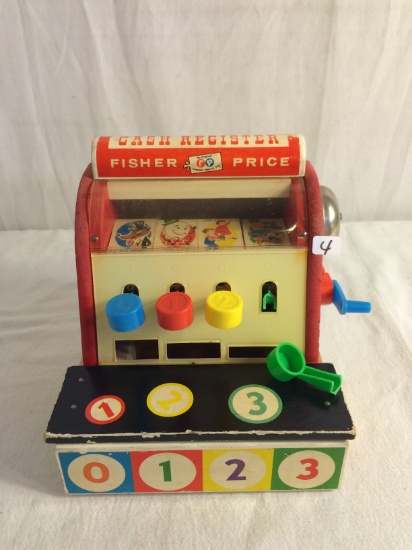 Collector Vintage Fisher Price Toys Cash Register Toy Size:8"tall by 7"Deep