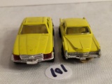 Lot of 2 Pcs Collector Vintage Playart Cadillac Eldorado & mercedezs Benz 350SL  1:64 Sc Die Cast Ca