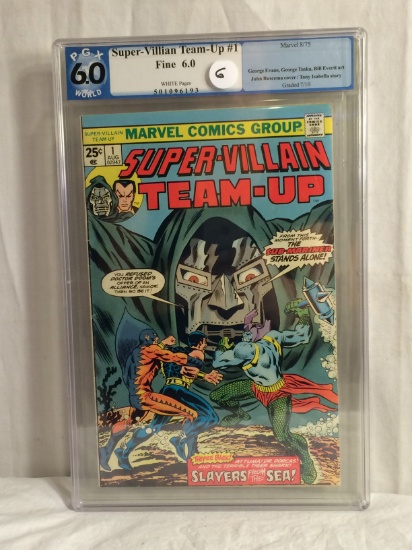 Collector PGX World 6.0 Marvel 8/75 Super-Villain Team-Up #1 Fine 6.0 Graded Comic Book