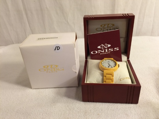 Collector New Oniss Paris Yellow Ceramic Sapphire Crystal Wristband 3ATM Water Resistant