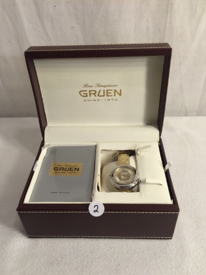 New Gruen Fine Timepieces Gss23-04  Sapphire Crystal 30M Water Resistance yellow/gold Leather WB