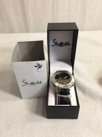 Collector New Sheffield Black Leather WristbandMen's Watch