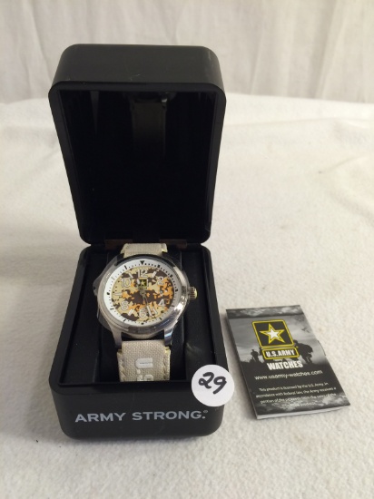 New U.S.Army Watches Army Strong CAV-914 Gauge Water  Resistant Cloth Wristband