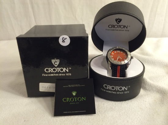 Collector New Croton Fine Watches CX 328013BSOR  Black Rubber Wristband