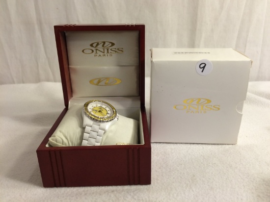 Collector New Oniss Paris White Ceramic Sapphire Crystal Wristband 3ATM Water Resistant
