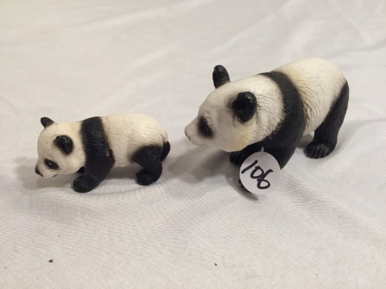 Lot of 2 Collector Mini Panda Figures Mommy and Baby Panda - See Pictures