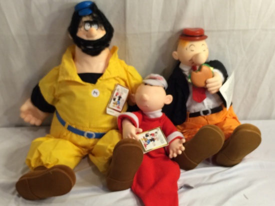 Lot of 3 Pieces Collector Popeye Vinyl Soft Tpys Size:15-21"Tall - See Pictures