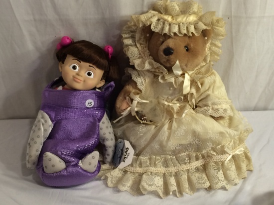 Lot of 2 Collector Bear & Dolls Size:15-16"Tall Plush Toys