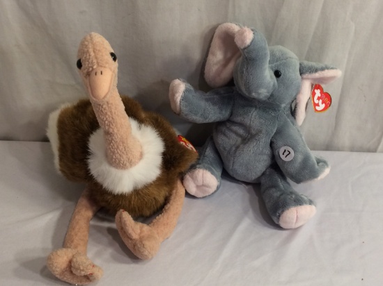 Lot of 2 Collector New With Tag Ty Beanie Babies Size:10-12"Tall - See Pictures