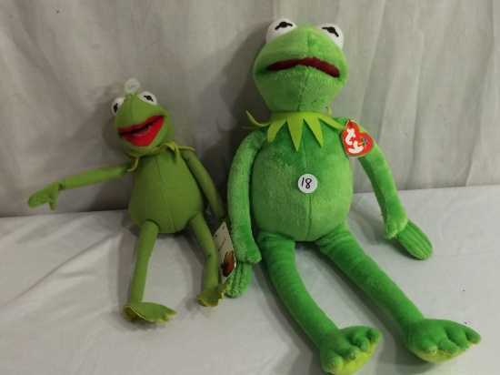 Lot of 2 Collector New With Tag Ty Beanie Babies Frog 10-17"Tall - See Pictures