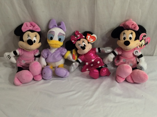Lot of 4  Pieces Collector New With Tag Minie and Mickey, Donald Soft Stuff Toys 9-10"Tall