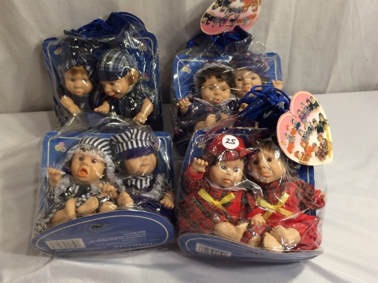 Lot of 4 Sets Of Collector My Pals Twins Bean Bag Kids Dolls GIGO Toys Size:6-7"/Each Bag