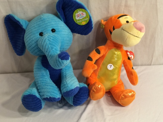 Lot of 2 Pieces Collector New With Tags Disney Tigger and Elephant Soft Stuff Toys Size:10-12"T