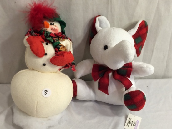 lot of 2 Of 2 Pieces Collector White Stuff Soft Toys Holiday Toys Size:10"Tall - See Photos