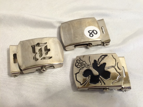 Lot of 3 Pieces Collector Stainless Steel belt Buckle Assorted Sizes - See Pictures