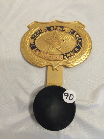 Collector Fraternal Order Of Police Associate Member Gold Color Size:4.7/8"Oval 6.1/4"