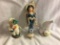 Lot of 3 Pieces Collector Assorted Porcelain Figurines Size each: 4-7
