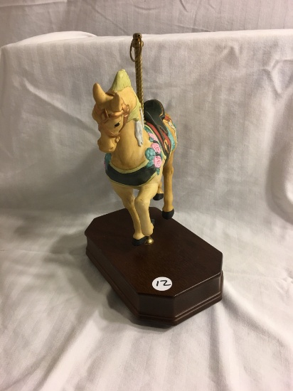 Collector Carousel Musical Horse In Wooden Stand (Not Playing Music" Size:10"Tall - See Photos