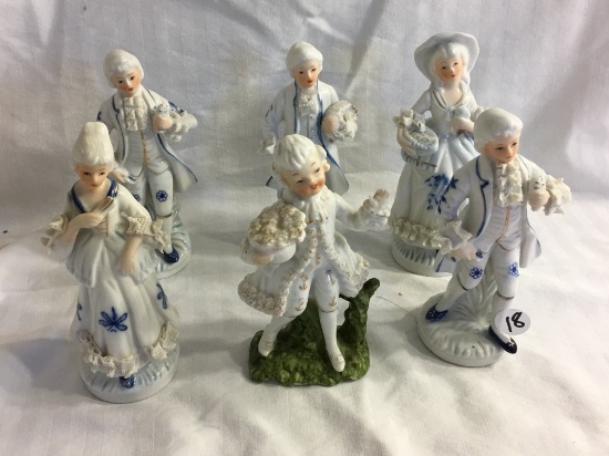 Lot of 6 Pieces Collector Porcelain Figurines Size each: 6"Tall - See Pictures