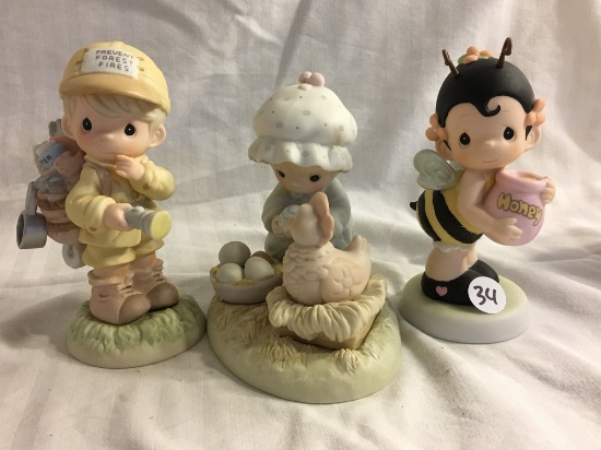 Lot of 3 Pieces Collector Prescious Moments Porcelain Figurines 5-7"Tall/each Figurines - See Pictur
