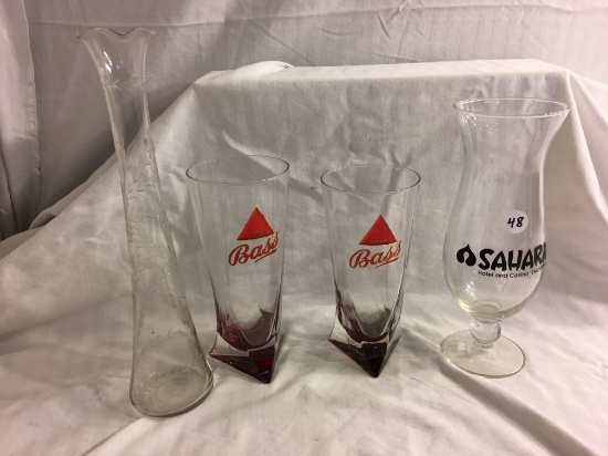 Lot of 5 Pieces Collector Assorted Clear Glasses Bass, Sahara & Princess House Flower Vase 7-12"T