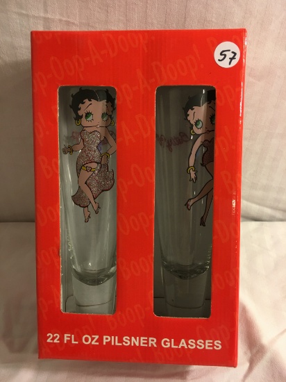 Collector New Betty Boop 22 Fl Oz Pilsner Glasses Size: 10.1/2"Tall Box Size - See Pictures