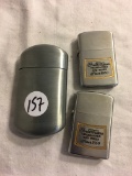 Lot of 3 Pieces Collector Stainless Steel Pocket Lighters - See Pictures