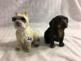 Lot of 2 Pieces Collector Ceramic Dog Figurines Size: 4-5